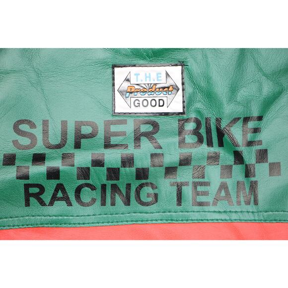 Vintage Faux Leather Racing Team Bomber Jacket XL - Picture 10 of 13